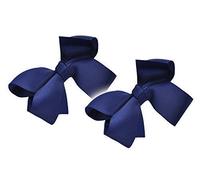 Hair Aligator Clip Bow Ribbon Grosgrain Slides Girl Prom Accessory Gift - SET OF 2 - Navy Blue