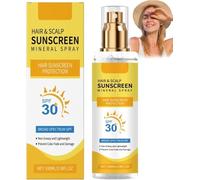 Hair and Scalp Sunscreen Spray SPF 30, Sunscreen Scalp and Hair Mist,Protector Spray, Prevents Color Fade & Dryness, Non-Greasy & Lightweight,Suitable for Hiking/Beach/Running (1)