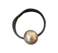 Hair Band Korean Version Of The Big Pearl Black Hair Rope Tied With Ponytail Rubber Band Headdress High End Feeling Tie Feminine Temperament Head Rope Pull Through Tool (A, One Size)