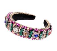 Hair Band，Women's Fashion Colourful Diamond Headband Retro Heavy Made Rhinestone Hair Band Luxury Temperament Hair Accessories(Blue)