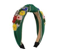 Hair Band，Women's Fashion Colourful Flower Hair Hoop Encrusted Crystal Temperament Hair Band Retro Court Knotted Diamond Hair Accessories for Women Girls(Purple)
