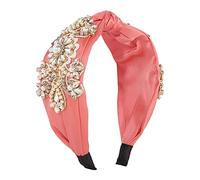 Hair Band,Women's Fashion Geometric Fabric Hair Band Pearl Rhinestone Wide Side Knotted Hair Hoop Personality Luxury Heavy Made Hair Accessories(Green)