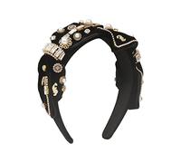 Hair Band，Women's Fashion Large Bow Headband Temperament Hair Accessories Elegant Diamond Beads Headband for Women Girls(Black)