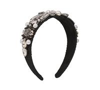 Hair Band，Women's Fashion Rhinestone Claw Chain Hair Band Pearl Temperament Hair Accessories Geometric Diamond Hair Hoop(Cherry Blossom)