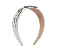 Hair Band,Women's Fashion Simple Rhinestone Headband Full Diamonds Flower Hair Hoop Wide Side Court Hair Accessories for Women Girls(White)