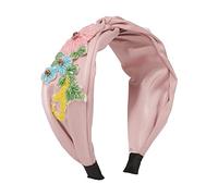 Hair Band，Women's Fashion Vintage Drill Hair Hoop Beads Fabric Hair Band Wide Flower Hair Accessories for Women Girls(White)