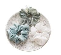 Hair Bands 3 Pack Chiffon Big Scrunchies Set Flower Print Fabric Hair Tie Elastic Head Band Hair Rope Ponytail Holder(Blue white)