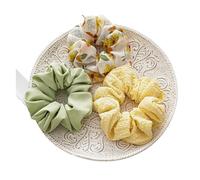 Hair Bands 3 Pack Chiffon Big Scrunchies Set Flower Print Fabric Hair Tie Elastic Head Band Hair Rope Ponytail Holder(Yellow green)
