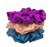 Hair Bands 3PCS Silk Solid Color Hair Ties Hair Scrunchies Women Big Hairbands Hair Accessories(Color3)