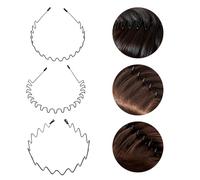 Hair Bands for Men 3 Pcs, Metal Headband Elastic Spring Wave Zig Zag Hair Hoop Non-Slip Fashion Unisex Flexible Hair Band for Outdoor Sports Weddings Makeup and Daily Wear (Black)