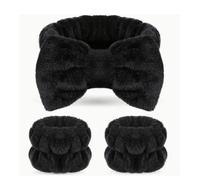 Hair Bands for Skincare Headband and Wristband Set Washing Face Head Band Purple Makeup Hair Band and Wrist Band for Women Face Wash Arm Cuffs and Headband for Girls Skin Care Headbands 3Pcs
