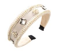 hair bands for women BKSYOFU Vintage Hair Bands Square Diamond Pearl Temperament Hair Accessories(Wit)