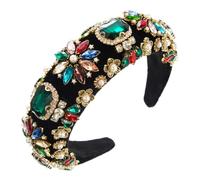 hair bands for women BKSYOFU Vintage Velvet Wide Edge Hair Accessories High Cranial Top with Colorful Diamonds and Pearls Hair Bands