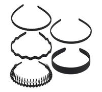 Hair bands with comb teeth, headgear with pattern, pack of 5, non-slip and flexible headbands for make-up and hair, suitable for teenage girls