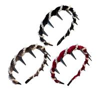 Hair Bands with Pearls Women - 3 Party Hair Bands, Non-Slip Decorative Headband with Teeth for Girls Occasions Wedding Ceremony Dinner Work School