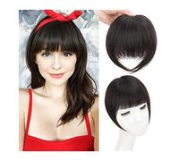 Hair Bangs Bangs Hair for Women, Synthetic French Bang with Temples Clip in Hair Extensions Thick Natural Full Bangs Straight Fringe Hairpieces for Daily Wear Bangs Extension(Brown Black)