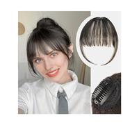 Hair Bangs Clip In Bangs Clip In Hair Extensions, Brown Black Air Bangs Fringe with Temples Hairpieces for Women Curved Bangs Clip in Bangs(Color:Q32-Natural-black)
