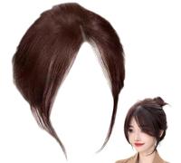 Hair Bangs, Partial Bangs Hair Piece, 9.8 Inch Natural Clip, Breathable Human Toppers For Women Realistic Lightweight Human Topper Dark Brown