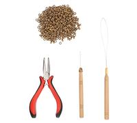 Hair Beads, Beads For Hair, Hair Extension Kit Pliers Pulling Hook Bead Device Tool Kits and 500PCS Black Silicone Lined Micro Rings (7# 500pcs Silicone Rings)