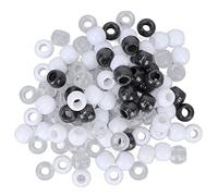 Hair Beads, Hair Dreadlocks Beads Beads for Bracelets 100pcs Beads for Hair and Beard Decoration (black and white transparent)