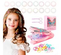 Hair Bedazzler Kids Styling Hair Tool, Hair Jewels Refill Braided Hair Stickers Gems Refill for Hair,Glam Hair Nail Rigs,DIY,Phone Shell Girls Hair Gem Stamper(Pink butterfly)