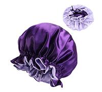 Hair Bonnet Hair Layer Cap Bonnet Sleeping With Elastic Double Wrap Silk Band Satin Other Slick Back Gel (B, One Size)