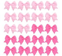Hair Bow Clips in Two-Tone Set, Light and Hot Pink, 20 Pcs | Barrettes with Ten of Each Shade, for Matching Pairs, Party Groups, Ponytails and daily Outfit Accents