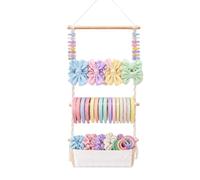 Hair Bow Holder Macrame Hairpin Hanger Rack with Basket