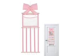 Hair Bow Organizer - Pink Breathable Mesh Bag, Nylon Net Pouch, Vertical Hanging Ribbon Cabinet | Clip Storage Wall Hanger, For Women, Teen Girls, Headband, Hairpin, Bedroom, Home