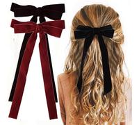 Hair Bows,2 PCS Hair Bow Velvet Bows Clip Ribbon Ponytail Holder Accessories Slides Metal Clips French Barrette for Women Girls Toddlers Teens Kids Black Red