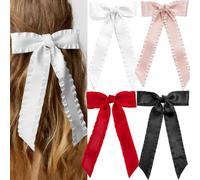 Hair Bows 4 PCS Hair Clips Hair Bows for Women,Hair Ribbon Ponytail Holder Accessories Slides Metal Clips,Large Hair Barrettes Cute Aesthetic Hair Accessories, Metal Bow Hair Clips
