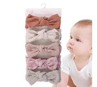 Hair Bows - 7.09 x 1.38 Inch Fabric Material, Elastic 5-Piece Headband Set, Soft Knot Head Wrap, Everyday Wear, Birthday Party, Family Photo, Nursery, Playgroup, Church