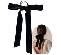 Hair Bows Hair Bobbles Bow Hair Ties Hair Accessories for Women, Black Velvet Bow Hair Ribbon, Elastics French Long Tail Hair Bow for Hair Ponytail Holders Hair Styling Accessories