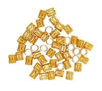 Hair Braid Cuff Beads, Adjustable Dreadlock Decoration, 8mm Diameter, 9mm Length, Seven Colours, 50 Pieces per Pack (Gold)