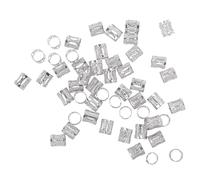 Hair Braid Cuff Beads, Adjustable Dreadlock Decoration, 8mm Diameter, 9mm Length, Seven Colours, 50 Pieces per Pack (Sliver)