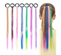 Hair Braids for Kids, 7pcs Braided Ponytails, Colorful Braid Accessories for Girls & Women, Synthetic Hair Stuff for Crazy Hair Day