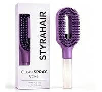 Hair Brush 2 in 1 Misting Built In Water Spray Boar Bristle Nylon Paddle Brush Wet Dry Detangling Tool For All Hair Types Scalp Massage For Women Men (Purple)