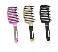 Hair Brush, 3 Pcs Boar Bristle Paddle Hairbrush Soft Massage Vent Brush for Men Women Wet Curved Hair Brush Blow Dry Detangle Vented Hair Extension Brushes Massage Hair Comb