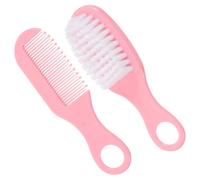 Hair Brush and Comb Grooming Kit Newborn Pink Set | Anti-static Smooth Surface, Rounded Teeth and Soft Bristles, for Scalp Care at Bath Time and Bedtime