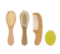 Hair Brush - Bath Hair Brush Set Wooden Comb | 4-Piece Shampoo Comb, Training Wool Brush Set, Care Accessories Made of Beech Material, Shower, Registration and Birthday Gift