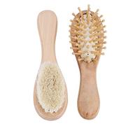 Hair Brush Comb Set, Baby Soft Natural Goat Hair Bristles Brush Infant Kids Wooden Head Massage Comb Bathing Tool Newborn Shower Registry Gift For Cradling