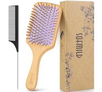 Hair Brush, Eco-Friendly Bamboo Paddle Hairbrush for Long Short Curly Thick Thin Hair for Men Women Kids, Massaging Scalp, Reducing Tangle & Hair Breakage, Promoting Hair Growth (Purple)