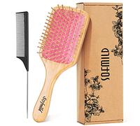 Hair Brush, Eco-Friendly Bamboo Paddle Hairbrush for Long Short Curly Thick Thin Hair for Men Women Kids, Massaging Scalp, Reducing Tangle & Hair Breakage, Promoting Hair Growth (Pink)
