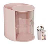Hair Brush Holder - 2-Tier Rotating Hair Accessories Organizer, Transposable Storage Box for Desks Keeps Scrunchies Dust-Free