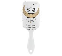 Hair Brush I Love You To The Moon and Back Panda on The Gold Moon Paddle Brush Wire Hair Brush Travel Soft Hair Brush Comb for Fine Hair for Girl Women