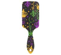 Hair Brush Mardi Gras Fleur De Lis Crowns Beads Carnival Anti-static Massage Hair Comb Wet And Dry Hairbrush Wetbrush for Thick Hair Detangling and Adding Shine