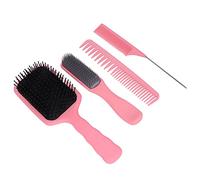 Hair Brush Set, 4pcS ABS TPE NYLON HAIRDRESSING COWN Carbon Fiber (Boxed)