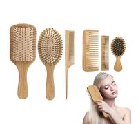 Hair Brush Set, Air Cushion Comb Care | 6 Pieces Air Cushion Comb Care, Comb Wood Set, Hairbeard Barber Antistatic Brush Comb Set, Air Cushion Comb Set of 6 Wooden Combs