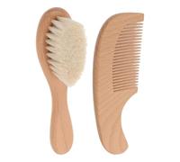 Hair Brush Set | Soft Bristles Beech Wood Natural Colour Comb Teeth | Gentle Care Scalp Cleaning Milky Crust Bath Light Use Children