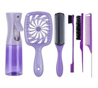 Hair Brush Set with Detangling Brush,Spray Bottle,3 Pieces Rat Tail Combs for Toddlers,Suitable for Pain-Free Brushing on All Wet or Dry Hair Types (Purple)